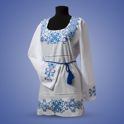 Embroidered tunic "Tenderness" blue